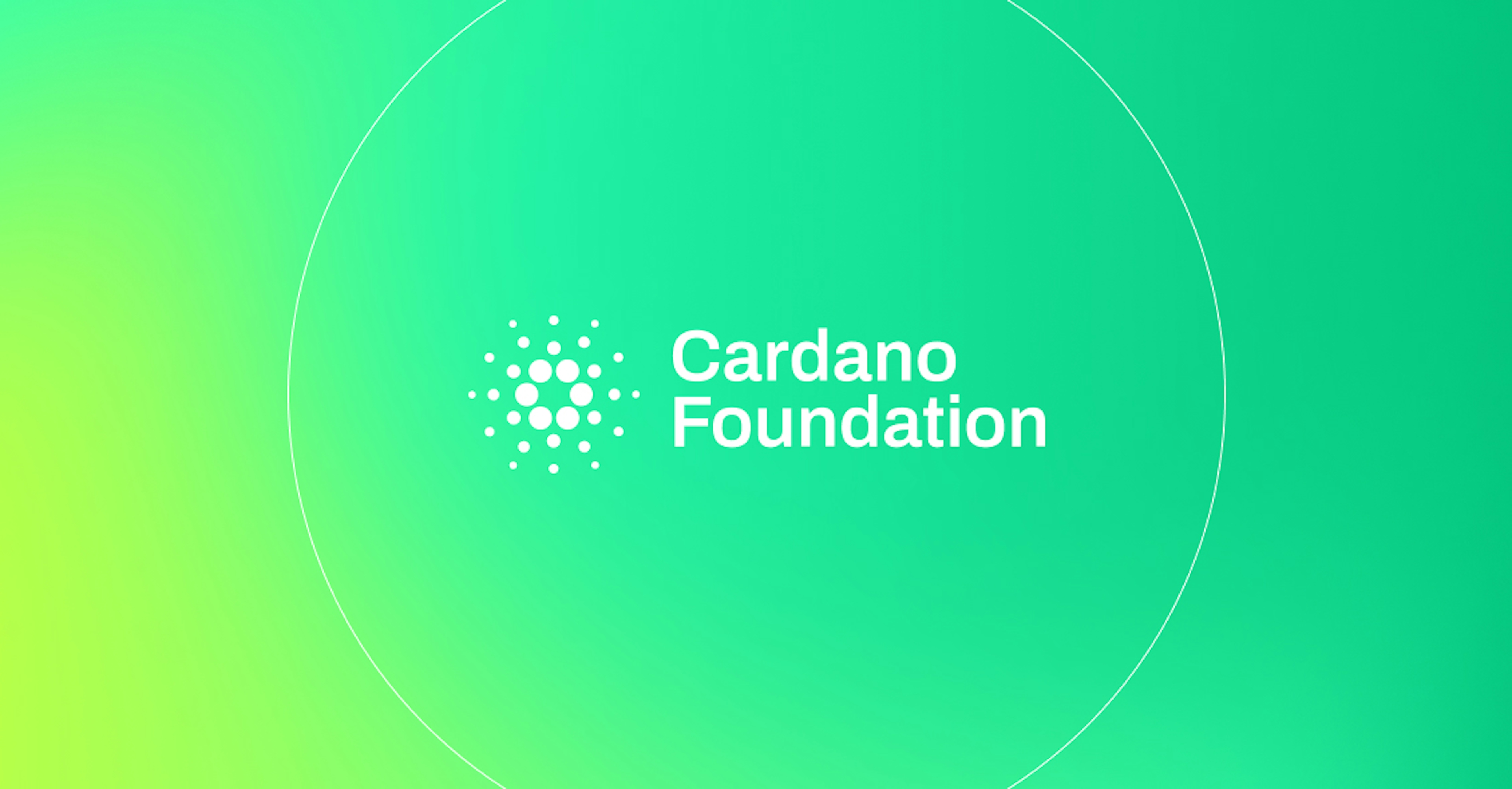 Cardano Foundation logo over a green gradient.