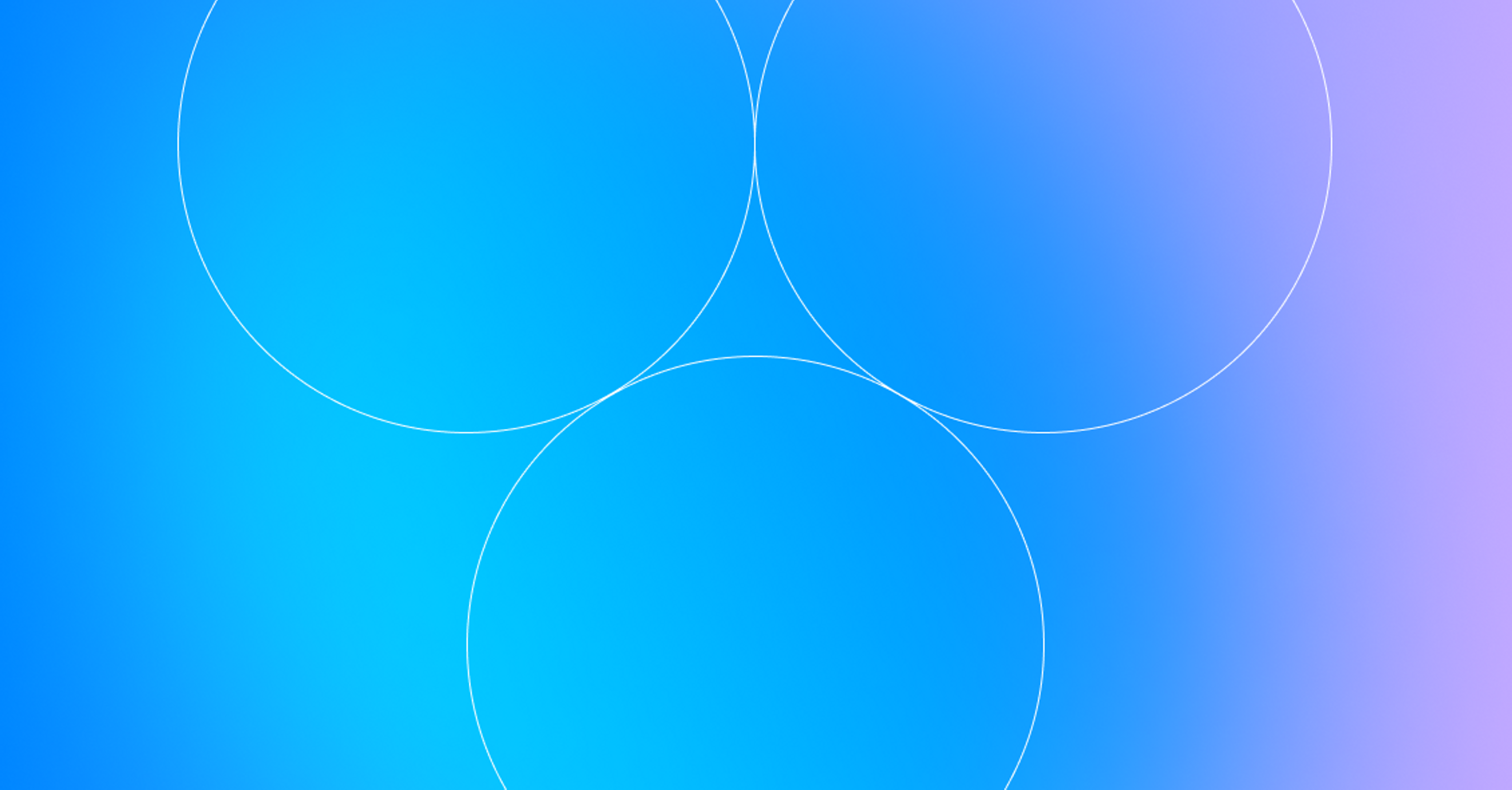 Three white circles on a sky blue gradient background.