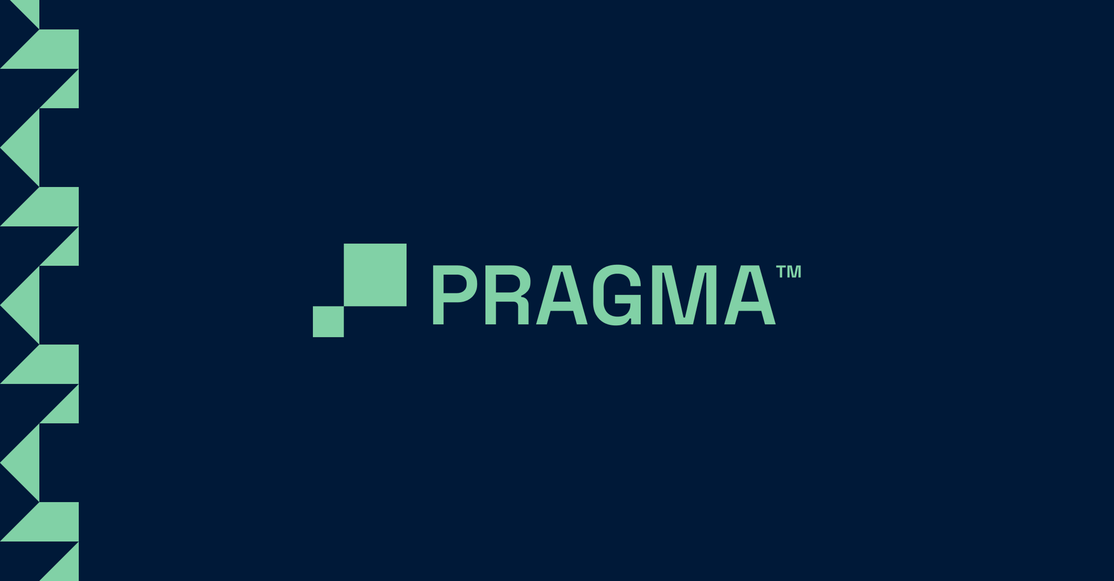 Text that reads PRAGMA on a dark blue background.