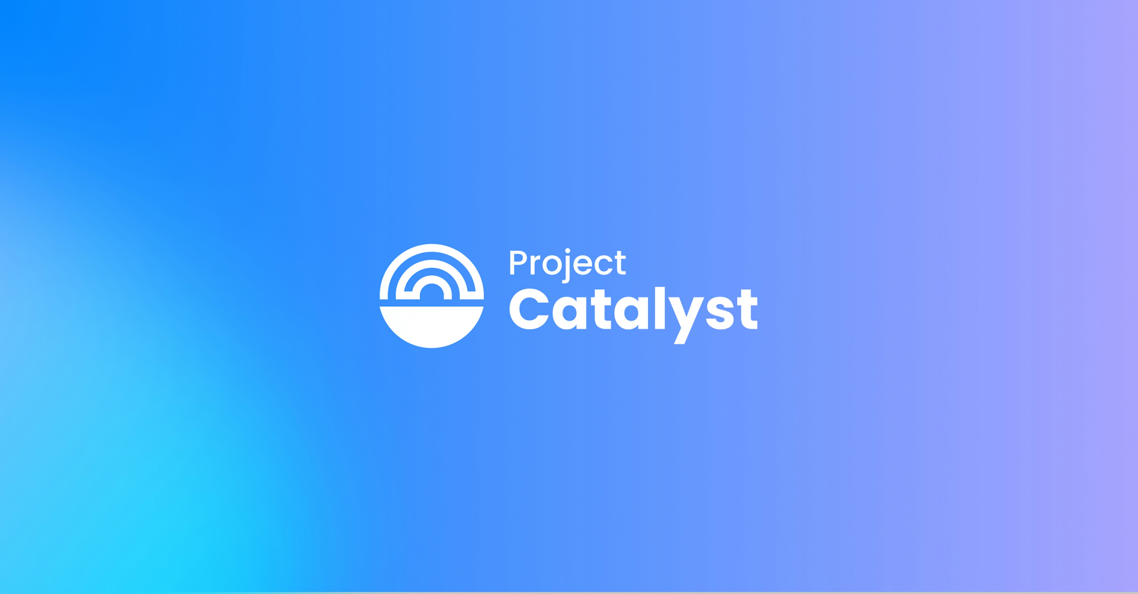 An image that says Project Catalyst next to its circular logo, on top of a sky blue gradient.