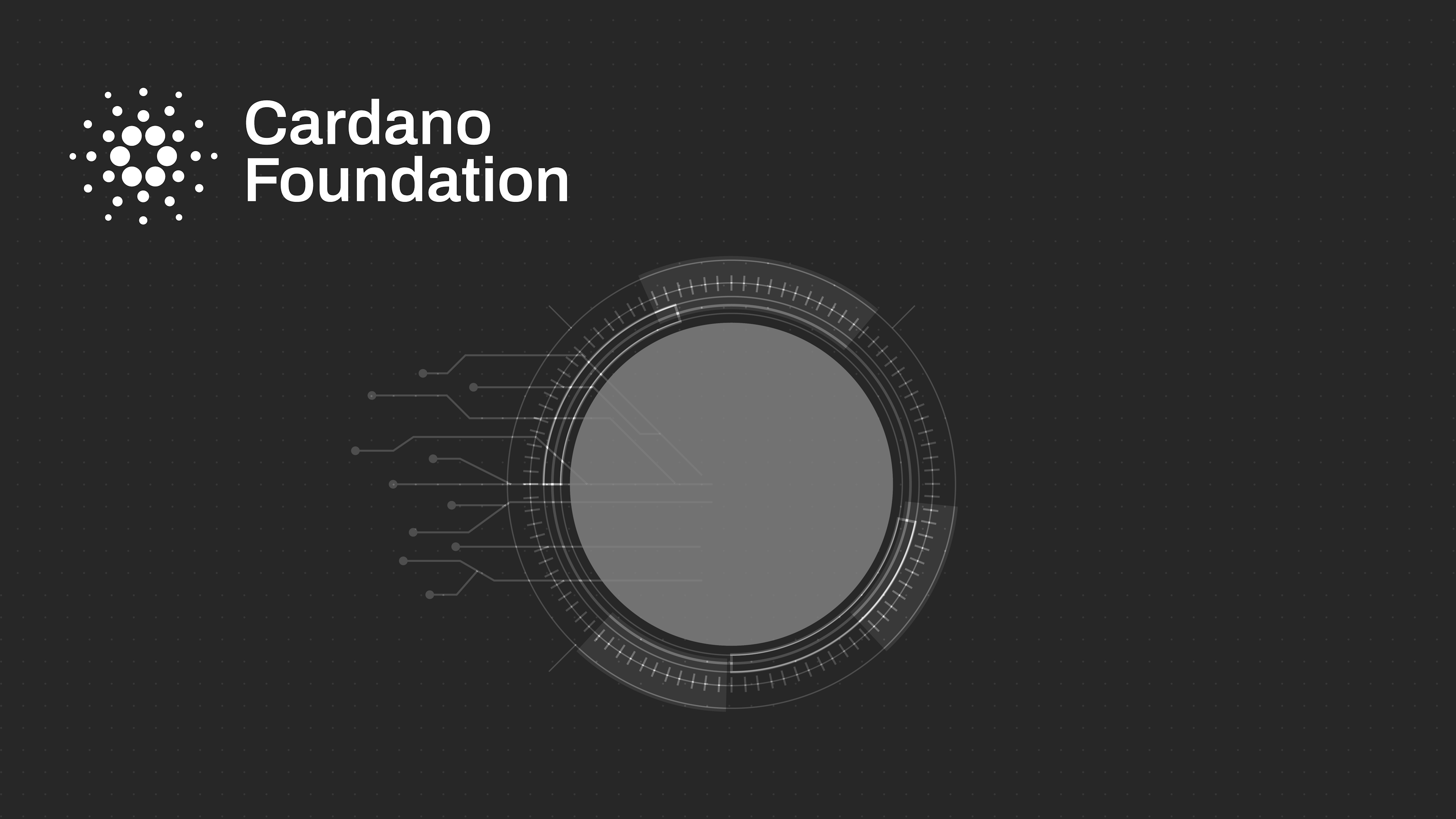 Cardano Foundation logo with black background and grey circle