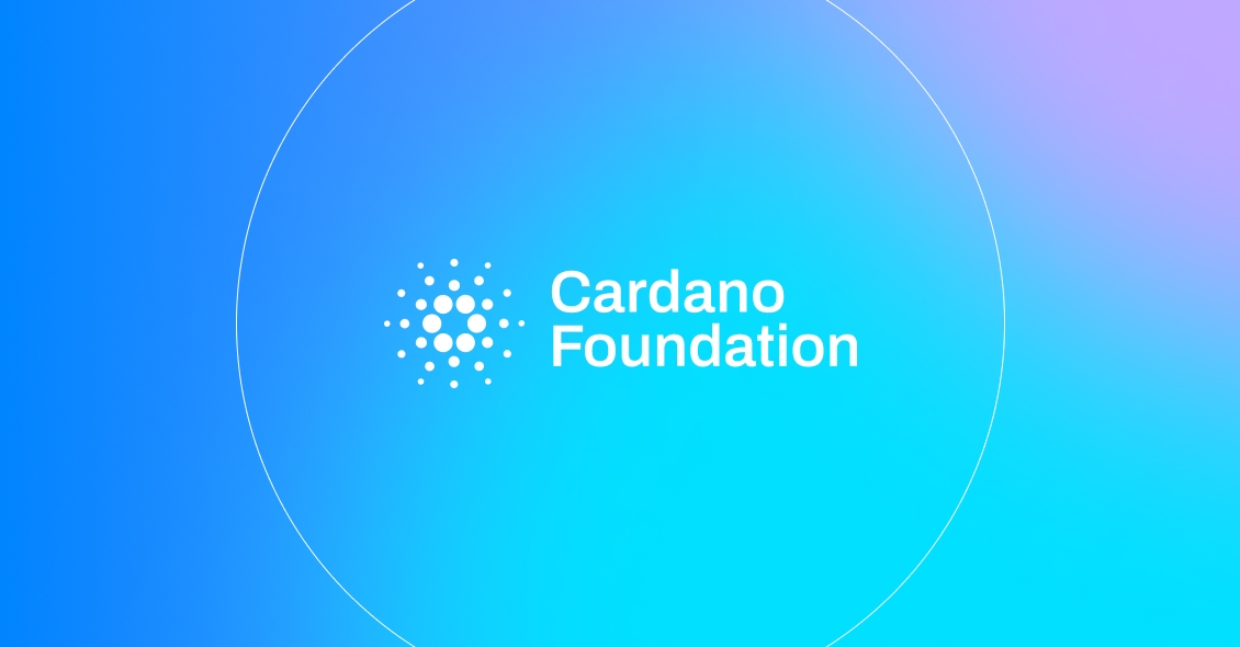 Cardano Foundation logo over a blue gradient.