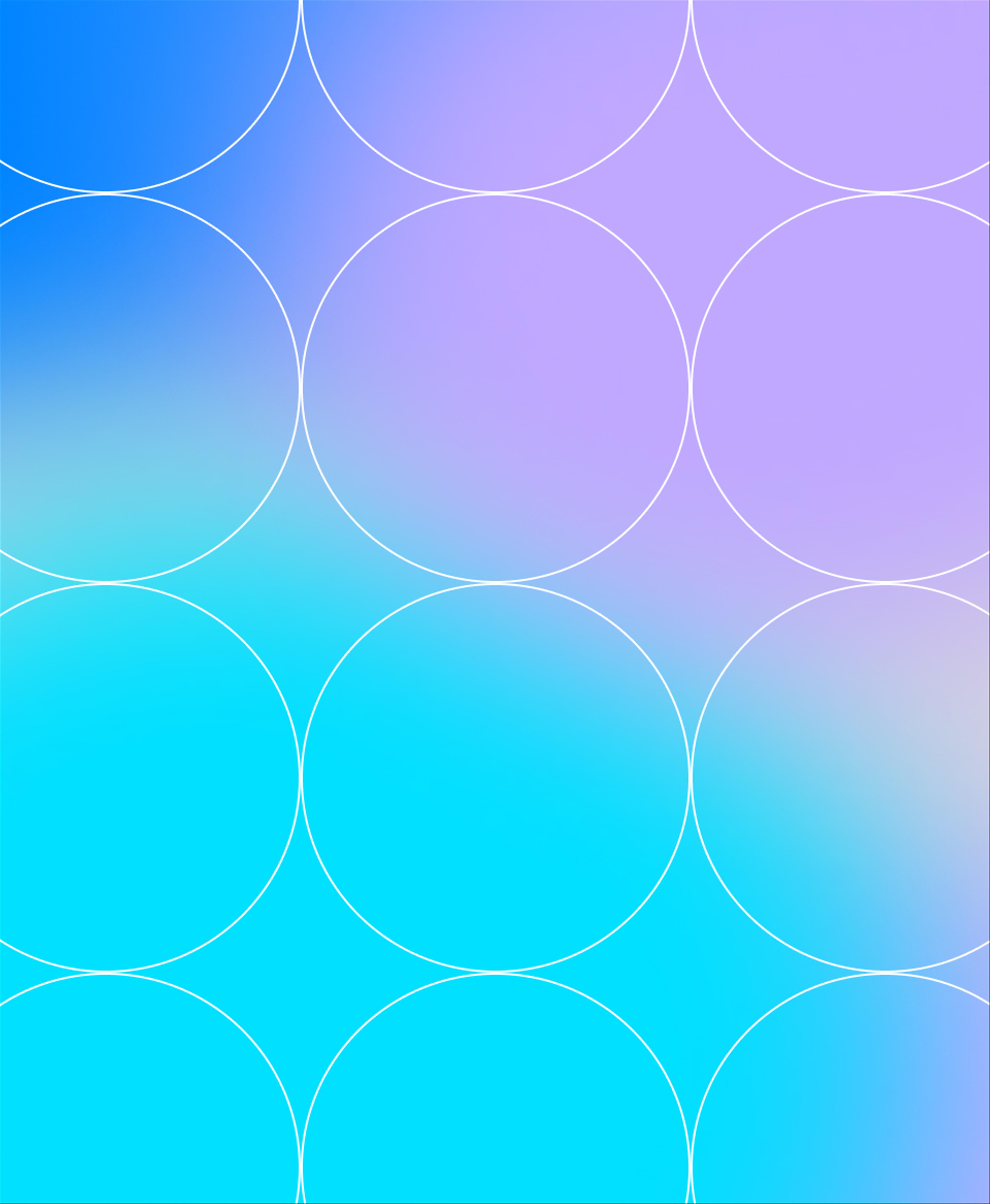 A dozen white circles on a blue gradient.