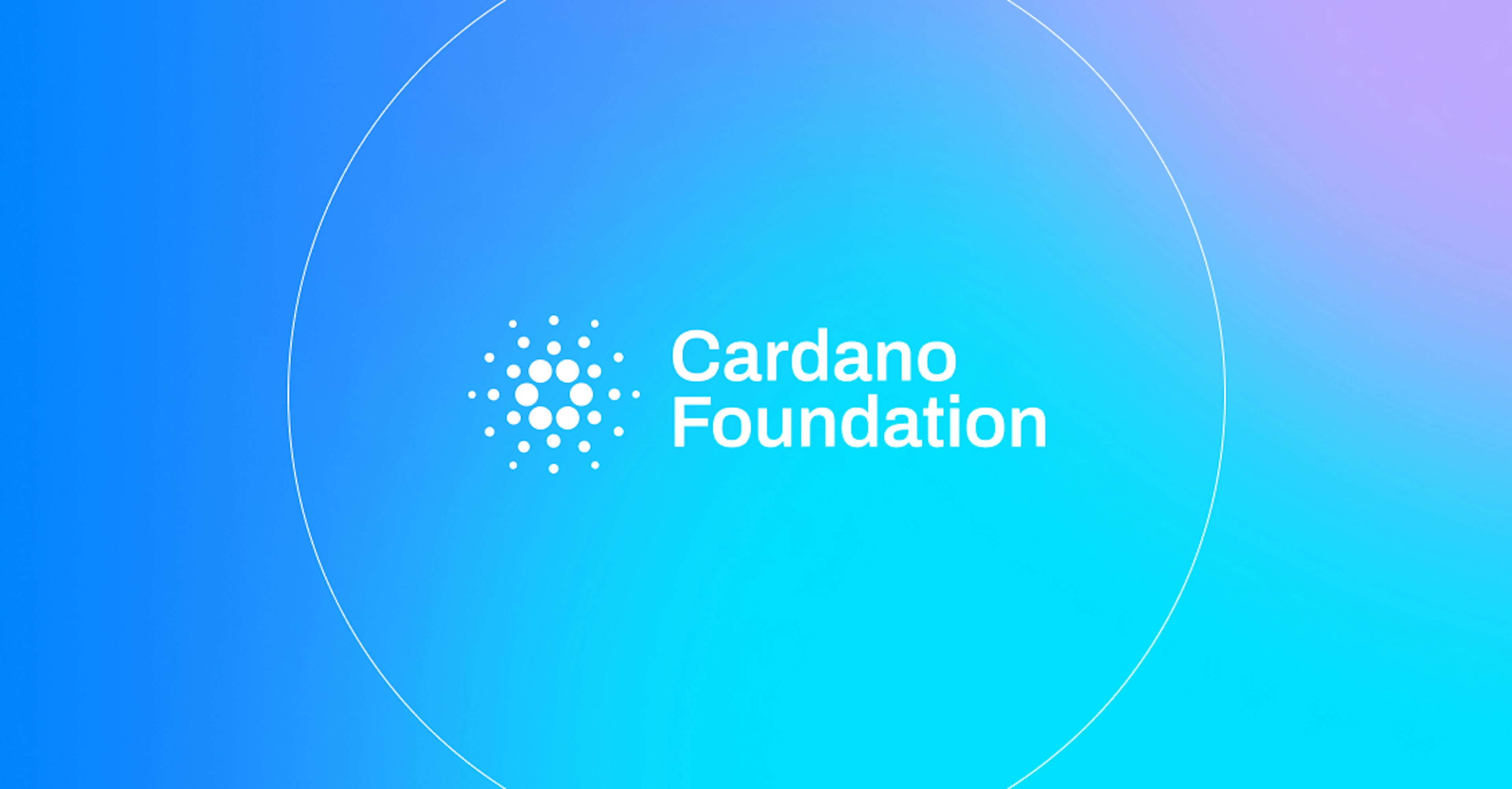 Cardano Foundation logo over a blue gradient.